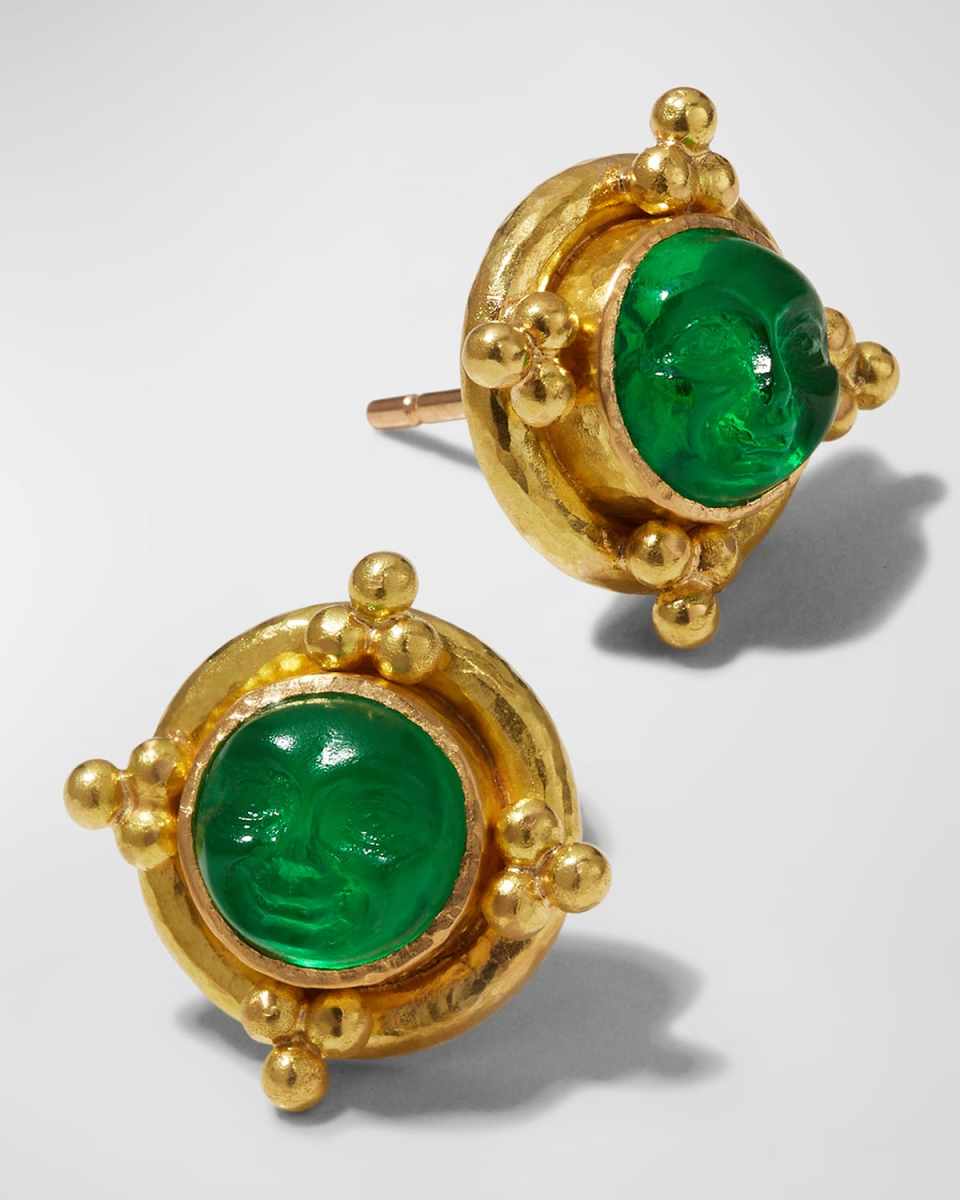 Man-in-the-Moon Intaglio Stud Earrings, Crystal